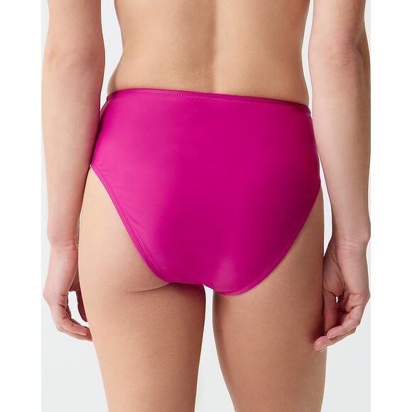 J. Crew Magenta High Waisted Hallie Bikini Bottom - Small - NWT - BM642 - Picture 3 of 4